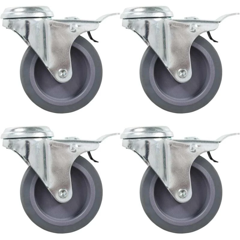 Image of VIDAXL Bolt Hole Swivel Casters with Double Brakes 4 pcs 75mm Vidaxl 143425