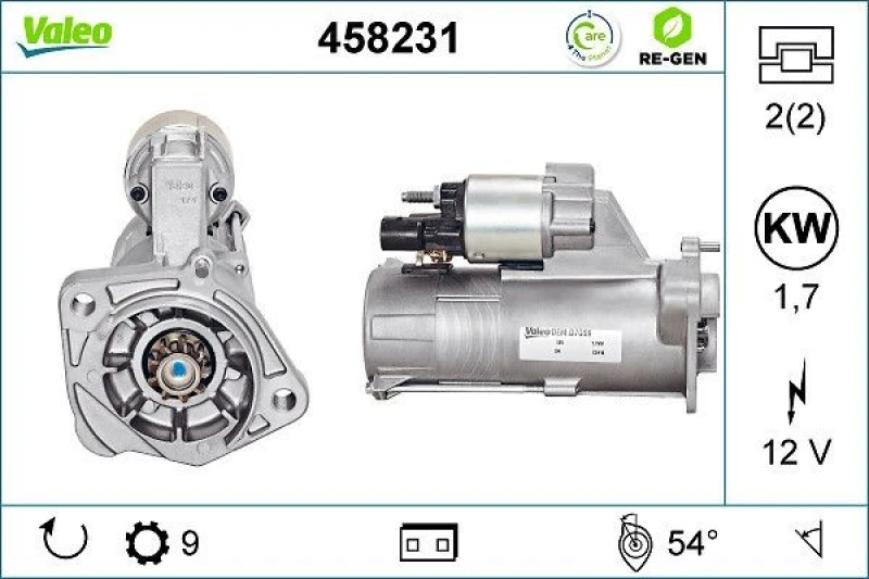 Image of Starter motor VALEO 458231