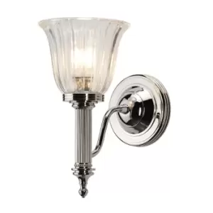 Image of IP44 Wall Light Frosted Ribbed Glass Highly Polished Nickel LED G9 3.5W