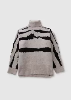 Image of Religion Womens Cherish Roll Neck Wool Jumper In Ashes Of Roses/Black