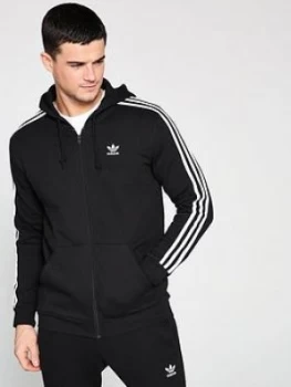 Image of adidas Originals 3 Stripe Full Zip Hoodie - Black Size M Men
