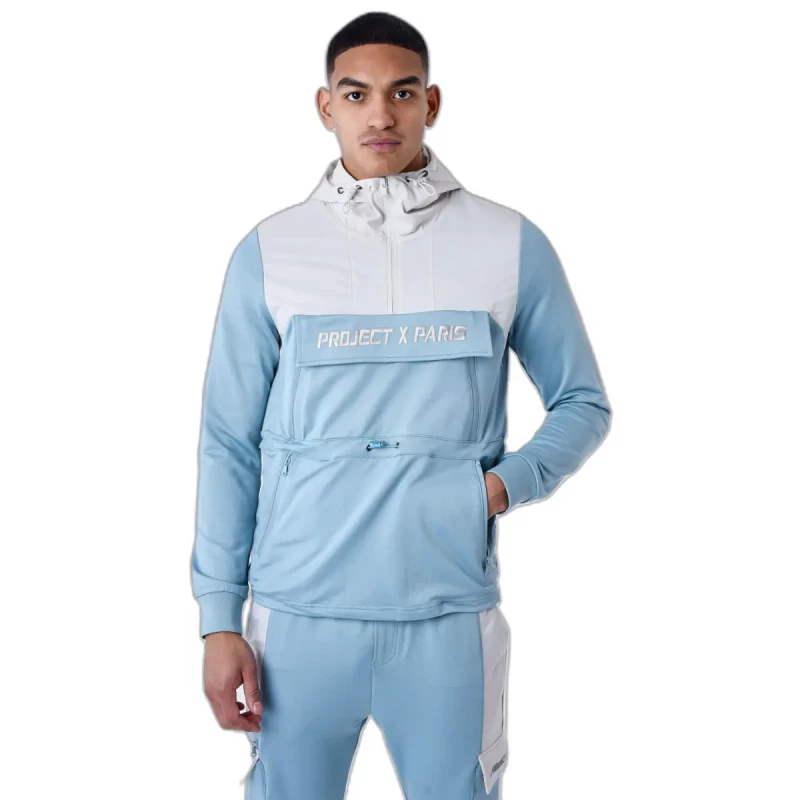 Image of Project X Paris Two-tone windbreaker style hoodie Project X Paris Bleu Male S