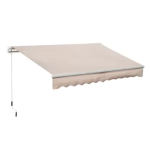 Image of Outsunny Window Awning Canopy Garden Outdoor Shelter Patio Sun Shade UV Blocker Light Weight Aluminium Frame w/ Hand Crank 3 x 2m Beige