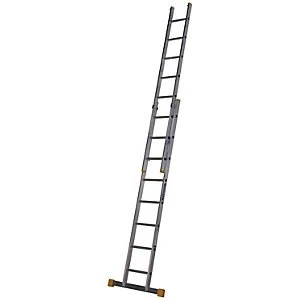 Image of Werner D Rung 2 Section High Grade Aluminium Extension Ladder - Max Height 4.08m