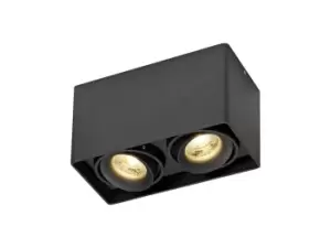 Image of Stom Surface Mounted Adjustable Rectangular Spotlight, 2 Light GU10, Sand Black