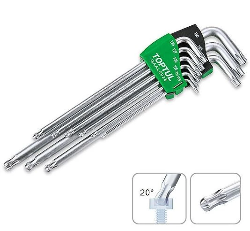 Image of TOPTUL GAAL0928 Angled Screwdriver Set Steel, Spanner Size: T50 Steel Angled Screwdriver Set (6627)