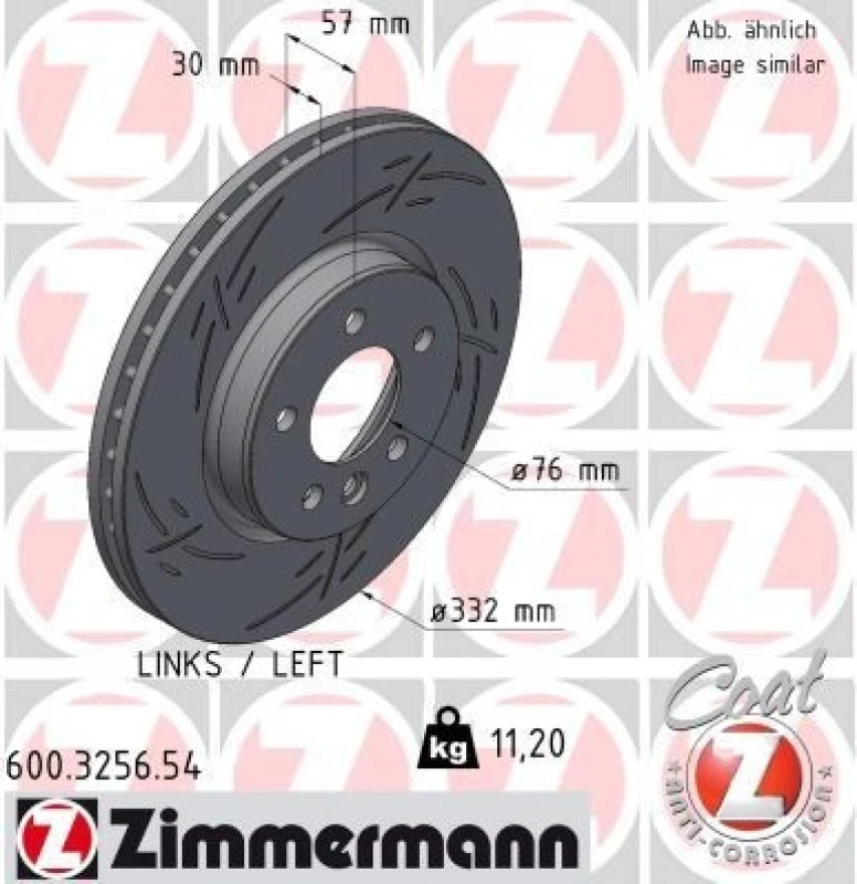 Image of ZIMMERMANN Brake disc ZIMMERMANN 600.3256.54