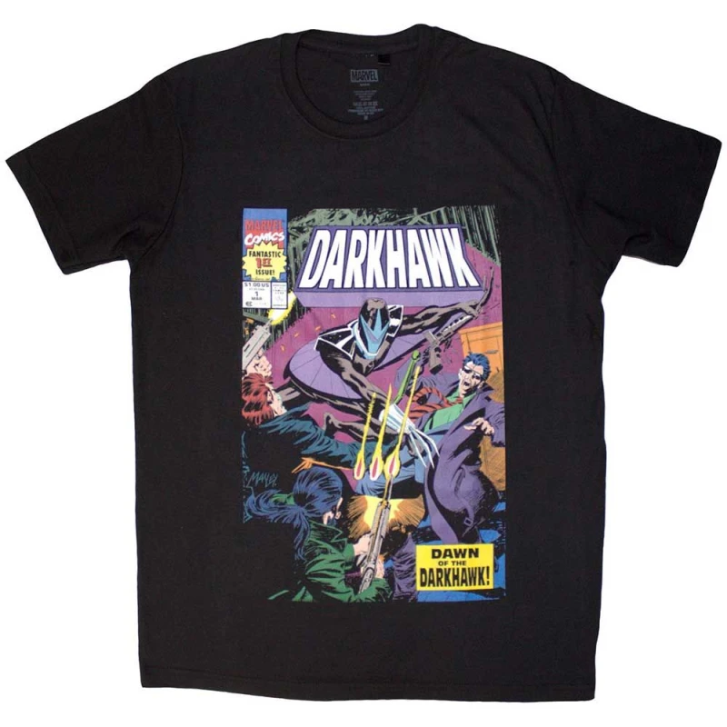 Image of Marvel Darkhawk Comic Cover T Shirt Black unisex