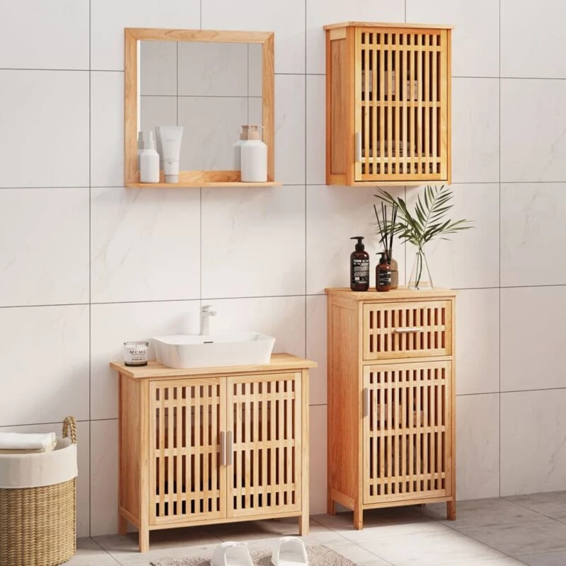 Image of VIDAXL Vidaxl - 4 Piece Bathroom Furniture Set Solid Wood Walnut 8720845836474