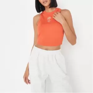 image of Missguided Embroidered Rib Racer Top - Orange