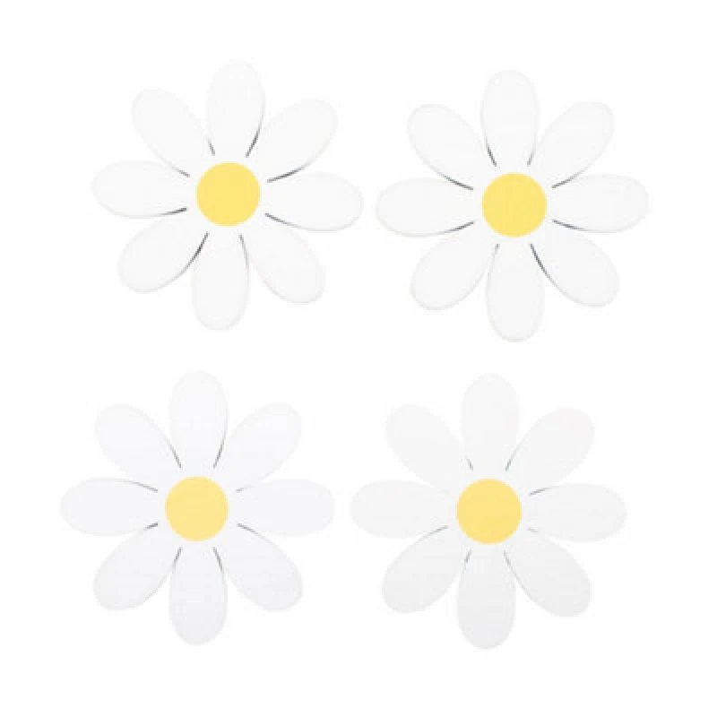 Image of Something Different Something Different Spring Time Daisy Coaster (Pack of 4) in White White One Size Unisex 5063425776795