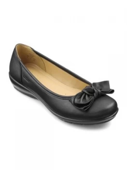 Image of Hotter Jewel Bow Front Ballerina Shoes Black Leather