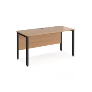 image of Office Desk 1400mm Rectangular Desk With Bench Leg Beech Tops With Black Frames 600mm Depth Maestro 25