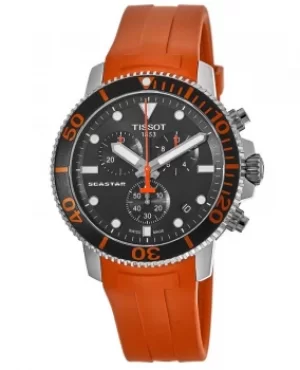 Tissot Seastar 1000 Chronograph Black Dial Orange Rubber Strap Mens Watch T120.417.17.051.01 T120.417.17.051.01