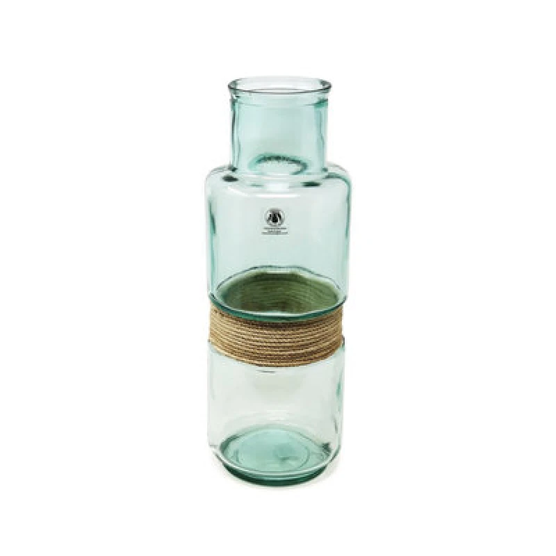 Image of Verano Spanish Ceramics Recycled Glass Hemp Clear Home Decor Large Slim Aba Vase (H) 45cm Clear unisex