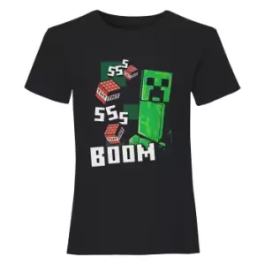 Image of Minecraft Girls Like A Bossss T-Shirt (5-6 Years) (Black/Green)
