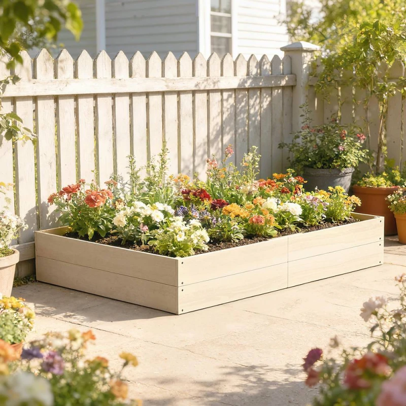 Image of OUTSUNNY Wooden Raised Bed for Garden, 620L Extra Large Raised Garden Bed in Natural Natural Unisex L