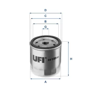 image of UFI 23.105.00 Oil Filter Oil Spin-On