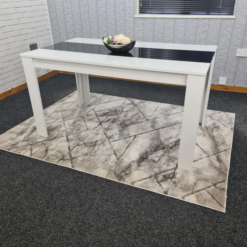 Image of KOSY KOALA KOSY KOALA Dining Table Wood Kitchen Place for 6 Seats, Dining Table Only (White and Black H 75 x L 140 x W 80 cm) Multi One Size Unisex 50