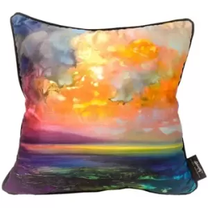 image of Scott Naismith Isle Of Jura Emerges Feather Filled Cushion (One Size) (Orange/Blue) - Orange/Blue