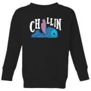 Image of Disney Lilo And Stitch Chillin Kids Sweatshirt - Black - 11-12 Years