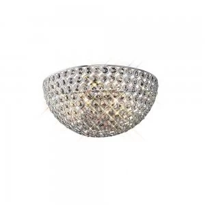 Image of Circular Wall Lamp 2 Light Polished Chrome, Crystal