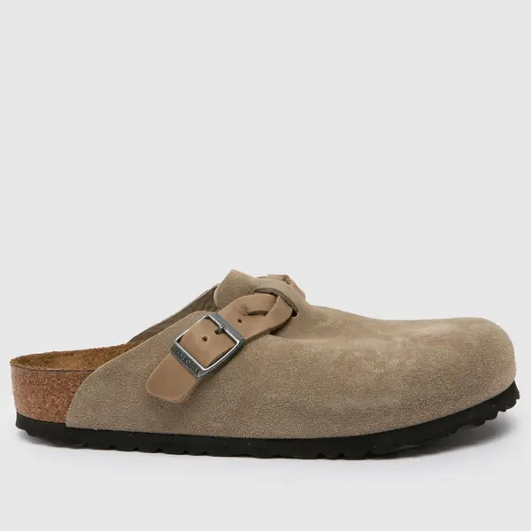 Image of BIRKENSTOCK boston braided clog sandals in taupe Brown UK 5