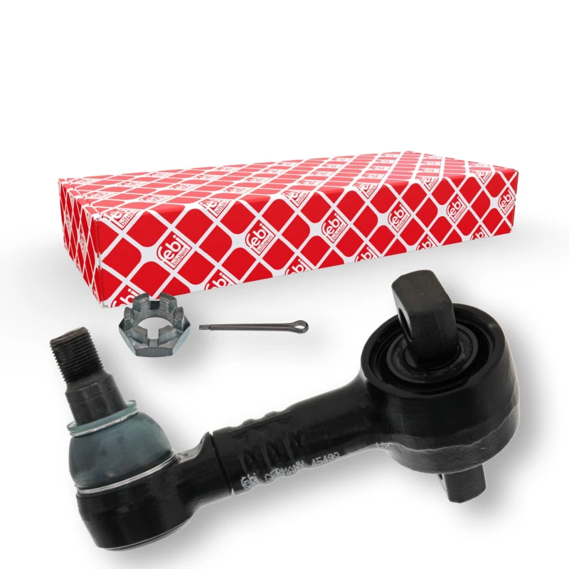 Image of FEBI BILSTEIN 45499 Anti-roll bar link Front Axle Left, with crown nut Link Stabiliser (3229)