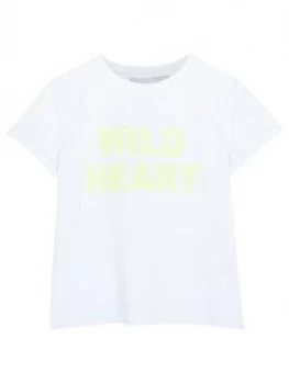 Image of Mintie by Mint Velvet Girls Wild Heart Sequin T-Shirt - Ivory, Size Age: 9-10 Years, Women