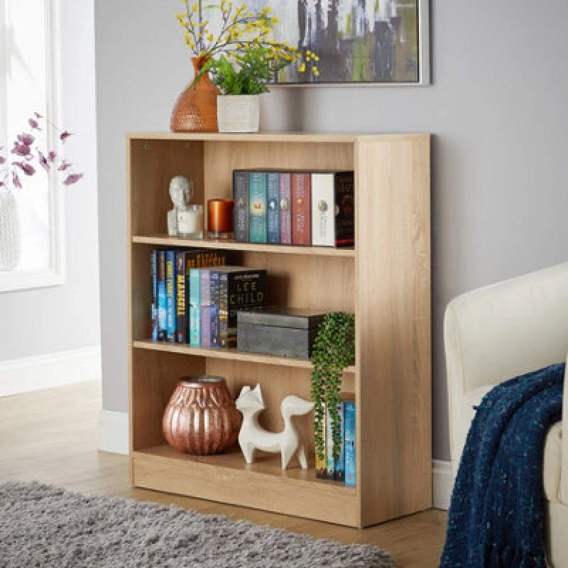 Image of Home Source Clara Short Bookcase Storage Unit Light Oak