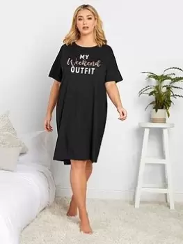 Image of Yours My Weekend Outfit Oversize Sleeptee - Black, Size 14-16, Women