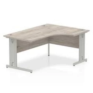 image of Trexus Radial Desk Right Hand Silver Cable Managed Leg 1600mm Grey Oak