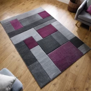 Image of Cosmos Hand Carved Rug Purple and Grey