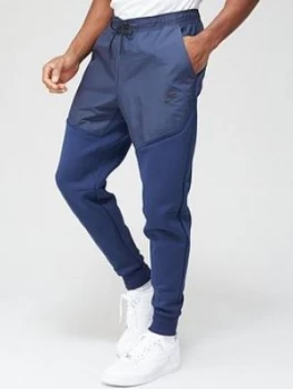Image of Nike Tech Fleece/Nylon Mix Pants - Navy