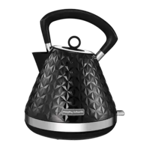 image of Morphy Richards Vector Black Pyramid Kettle - 1.5L - 3kw Rapid Boil - Limescale Filter - Traditional Kettle - 108131