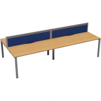 Image of 4 Person Double Bench Desk 1200X780MM Each - Silver/Beech