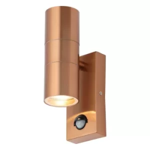 Image of Zinc Wall Light Up and Down with PIR sensor LETO Copper