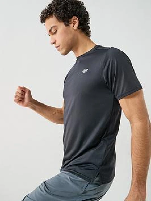 Image of New Balance Mens Short-Sleeve Performance Gym Top - Black Male S