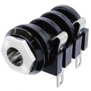 image of 6.35mm audio jack Socket horizontal mount Number of pins 2 Mono Black Neutrik NMJ4HC S