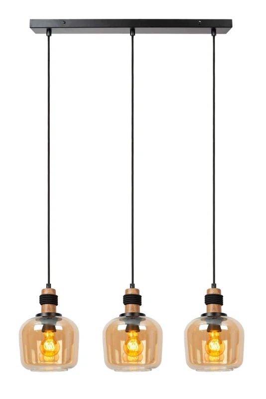 Image of Netlighting Lucide ILONA Pendant light 3xE27 Amber Amber Unisex