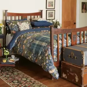 image of William Morris Bedding, Strawberry Thief Double Duvet Cover, Indigo