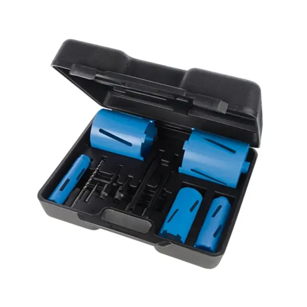 Image of Silverline Diamond Core Drill Kit 5-Core 11pce - 38, 52, 65, 117 & 127mm Dia
