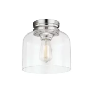 Image of 1 Bulb Flush Light Low Ceiling Polished Nickel Finish LED E27 60W Bulb