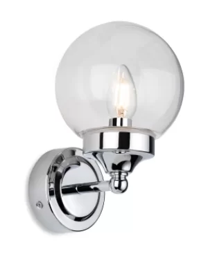 Oscar Bathroom Globe Wall Light Chrome with Clear Glass IP44