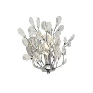 image of Bouquet 1 Light Chrome Wall Light, Crystal Glass