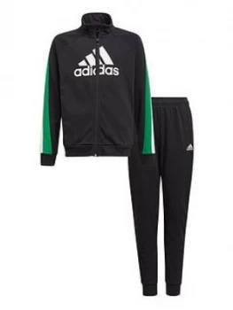 Image of Adidas Boys Badge Of Sport Cotton Tracksuit - Black