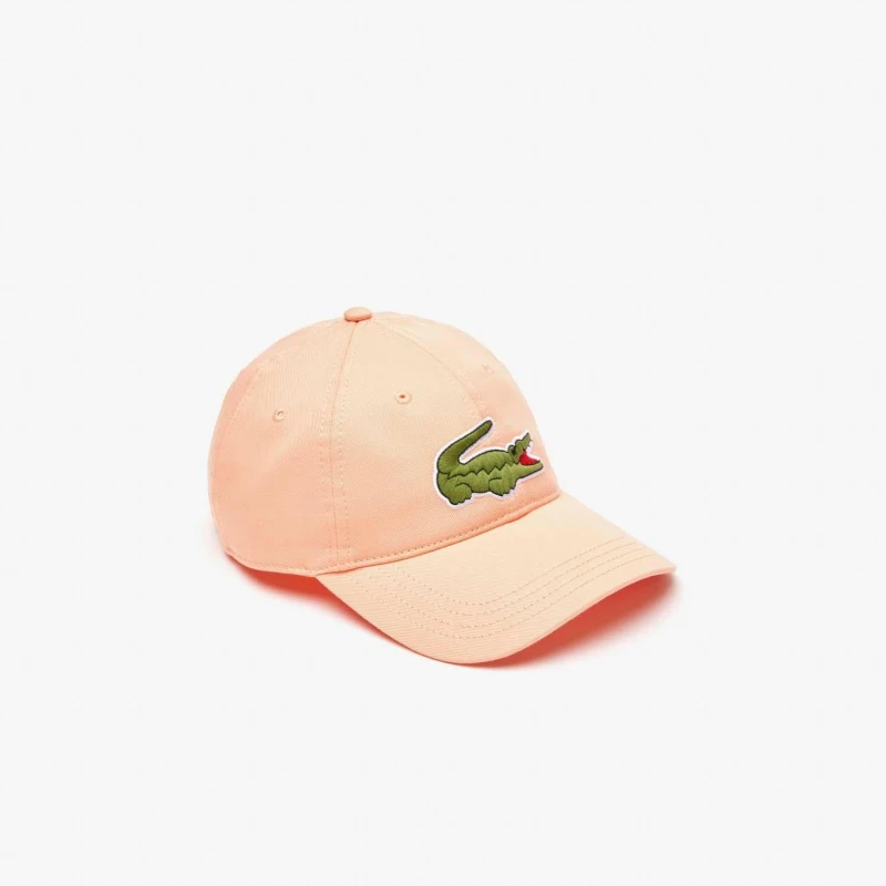 Image of Lacoste Adjustable Cotton Twill Cap - Orange Orange One Size