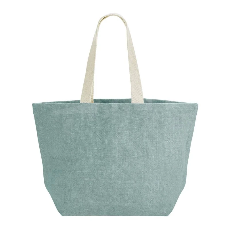 Image of Westford Mill Womens Washed Jute Beach Soft Touch Tote Bag in Duck Egg Blue Duck Egg Blue Female One Size