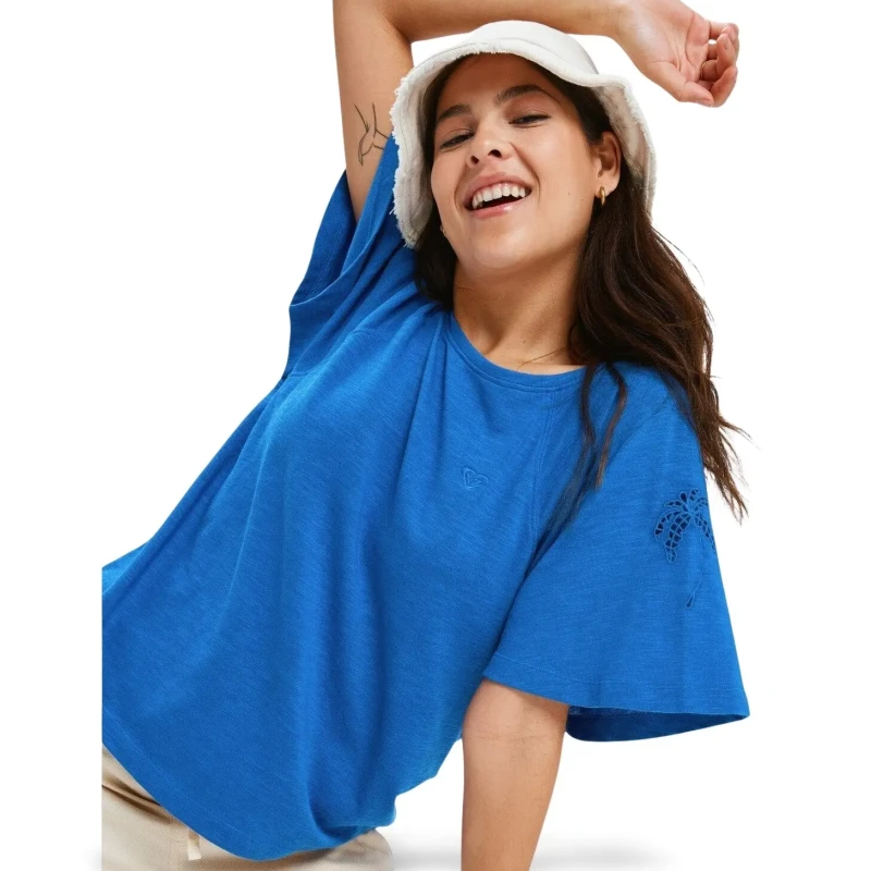 Image of Roxy Womens T-Shirt Roxy Tim for Palm Tree Bleu Female L