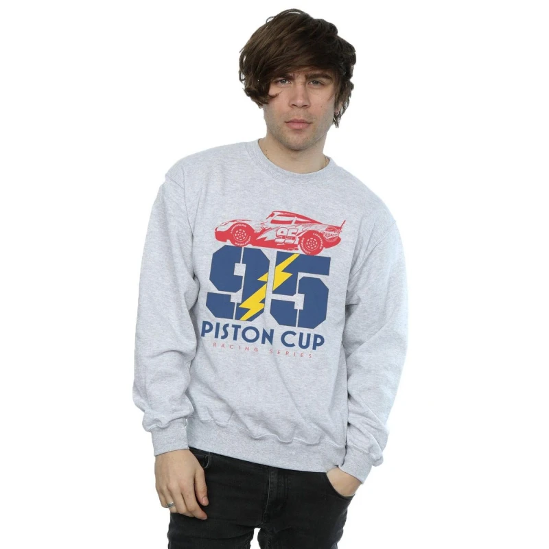 Image of Disney Men Cars Piston Cup 95 Sweatshirt in Grey Size: Small Grey S Male 5057245942492